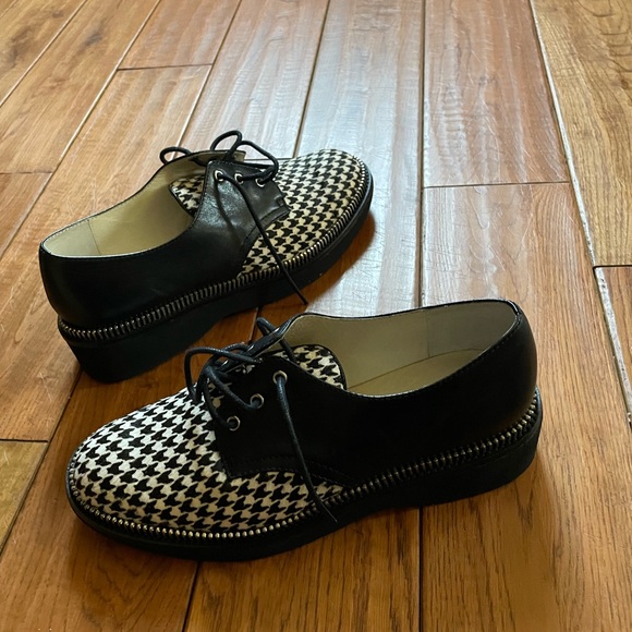 NWT  MICHAEL KORS GINGHAM PRINT LACED LOAFERS - CALF HAIR & LEATHER - SIZE 8 - Picture 6 of 6